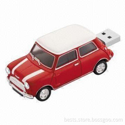 Car-shaped USB Drive with 512MB to 32GB Capacity, Fashionable Design and Logo Services Offered